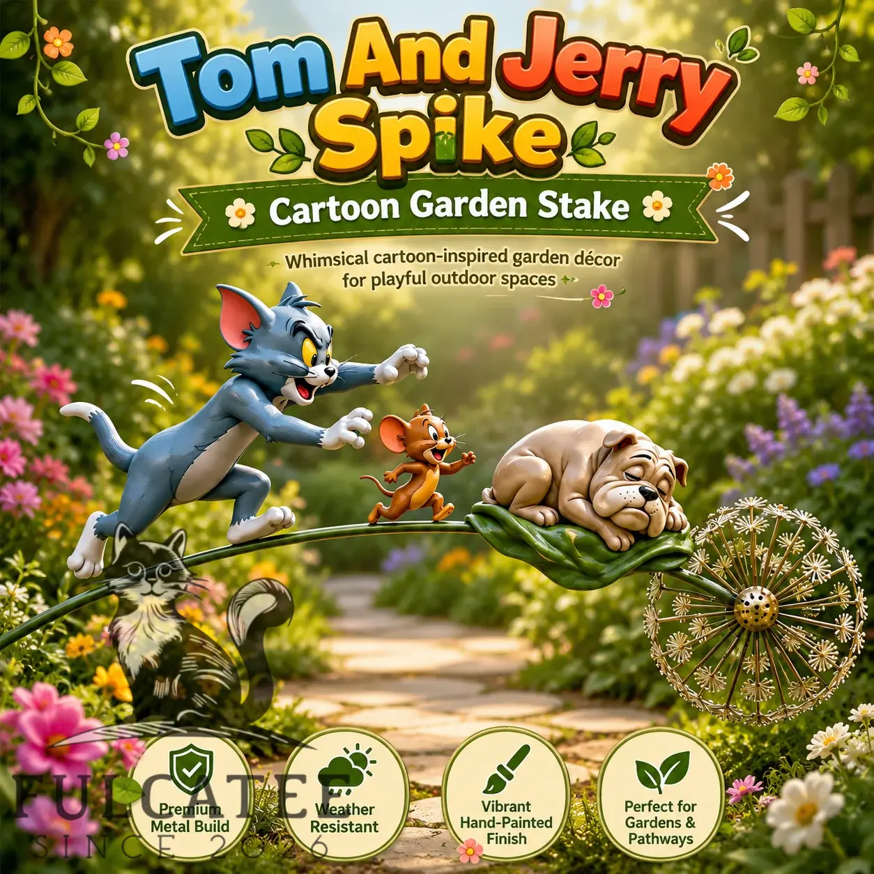 Tom And Jerry Spike Cartoon Garden Stake