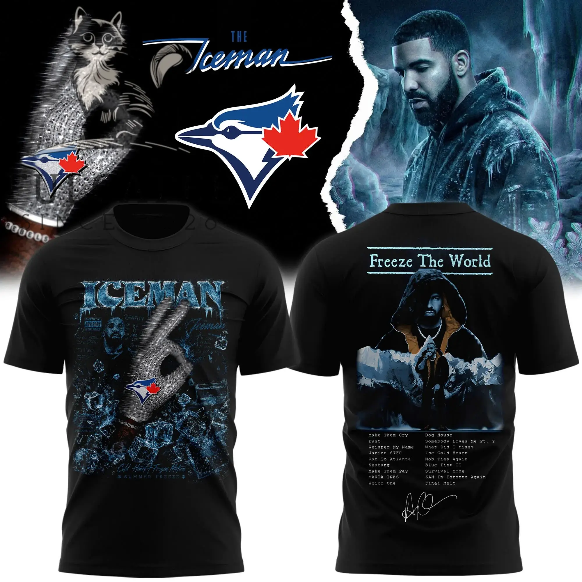 Drake The Iceman Album Toronto Blue Jays T-Shirt